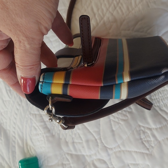 Chaps Crossbody Purse or Wristlet Bright Colored Striped, Distressed - Picture 9 of 10